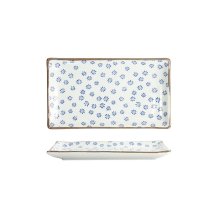 Sushi Plate Japan Flower Mizu White, Blue, Porcelain, 22.2 &times; 12.8 cm