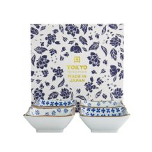 TDS, Square Bowl Set, Japan Flower, 8.5 x 8.5 x 3 cm, - Item No. 22044