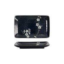 Rechteckiger Teller Cobalt Blue Sakura, Porzellan, 20,5 &times; 13,2 &times; 2,5 cm