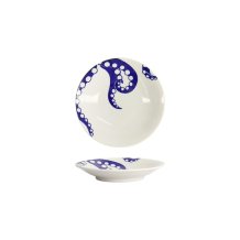Teller Kawaii Oktopus Blau/Wei&szlig;, Porzellan, &Oslash; 13,7 cm