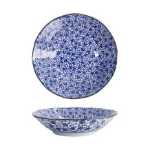 Pasta Plate Hana Blue Karakusa, Porcelain, &Oslash; 21 cm