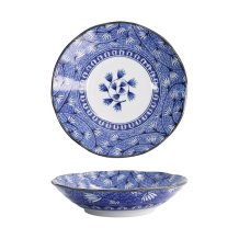 Pasta Plate Hana Blue Tsuta Karakusa, Porcelain, &Oslash; 21 cm