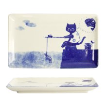 TDS, Plate, Neko Maruke Cat, 23.5x12.5x2cm, Item No. 22294
