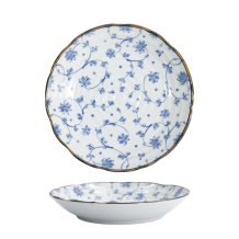 TDS, Plate, Natsu Karakusa, Blue/White, Ø22x4cm, Item No. 22312
