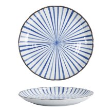 Plate Natsu Tokusa Blue, White, Porcelain, &Oslash; 24.7 cm