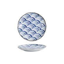 Teller Natsu Nami Blau/Wei&szlig;, Porzellan, &Oslash; 16,5 cm