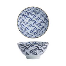 Schale Natsu Nami Mixed Bowls Blau/Wei&szlig;, Porzellan, 1 L