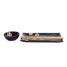 TDS, Sushi Set, Sakura Navy, 2 Stk mit Chopsticks, 22,5x12,7 & 8,6x3,6cm, Art.-Nr. 22582