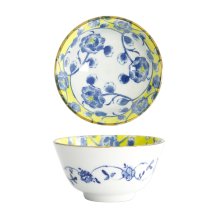 TDS, Rice Bowl, Botan, Ø12x6.4cm, Yellow/Blue, Item No. 22600