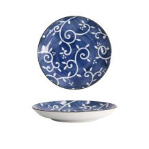 TDS, Round plate, Tokyo Blue Karakusa, Ø21.5x3.4cm, Item No. 22626