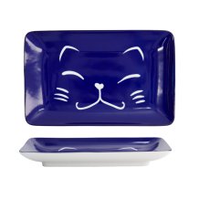 TDS, Sushi Plate, Kawaii, Lucky Cat, Blue, 21 x 13.5 cm - Item No. 22661