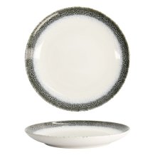 Dessert Plate Monte Negro White, Anthracite, Stoneware, &Oslash; 21 cm. Height 2.5 cm