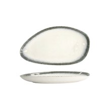 Oval Serving Platter Monte Negro White, Blue-Grey, Stoneware, 39 &times; 22 &times; 4 cm