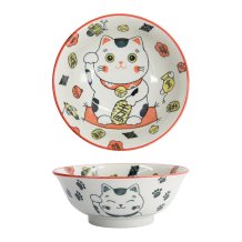 Ramenschale Kawaii Lucky Cat Neko Rot, Porzellan, &Oslash; 20,8 cm