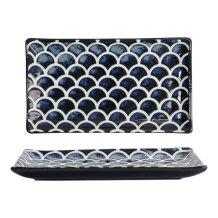 TDS, Sushi Plate, Cobalt Blue Mermaid Design, 22x13x2cm, Item No. 33168
