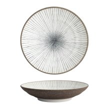 Deep Plate Satomaki Tokusa Brown, White, Porcelain, &Oslash; 23 cm