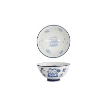 Reisschale Kawaii Lucky Cat Blau/Wei&szlig;, Porzellan, 300 ml