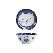 Tayo Bowl Kawaii Cat Neko Blue, Porcelain, 500 ml