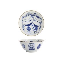 Tayo Bowl Kawaii Cat Neko Blue, Porcelain, 500 ml