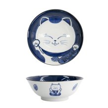TDS, Ramen Bowl, Kawaii Cat Neko, Blue, Ø 19.7x7.5cm 1000ml, Item No. 33419
