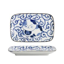 TDS, Quadratischer Teller, Kawaii Cat Neko, Blau, 16,3x10,2cm, Art.-Nr. 33498