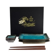 TDS, Sushi Set, Yamasaku Sky Blue, Geschenkset, 6 Stk mit Essstäbchen, Art.-Nr. 33601