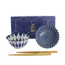 TDS, Mixed Tayo Bowl Giftset with chopsticks, 2 Pcs, Ø 15x7cm 500ml, Item No. 33752