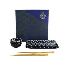 TDS, Sushi Set, Cobalt Blue Mermaid, mit Chopsticks, 6tlg, 22x13x2cm & 8,5x3,4cm, Art.-Nr. 33755