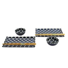 TDS, Sushi Set, Cobalt Blue Mermaid, mit Chopsticks, 6tlg, 22x13x2cm & 8,5x3,4cm, Art.-Nr. 33755