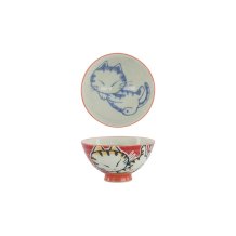 Rice Bowl Kawaii Sleeping Cat Red, Porcelain, 300 ml