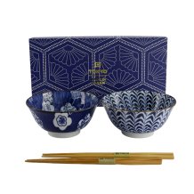4-teiliges Schalen-Set Im Kirschblüten Design – Japanisches Geschirr In Geschenkbox