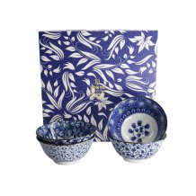 TDS, Tayo Bowl Giftset, 4 Pcs, Hana Blue, White/Blue, Ø 15x7cm 500ml, Item No. 33811