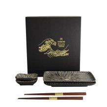 TDS, Sushi Set, Brown Tokusa, Giftset with Chopsticks, 6 pcs, Item No. 33847