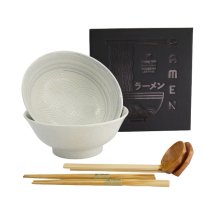TDS, Ramen Schale Geschenkset, 6 Stk, Masamura Seikaiha, Weiß, Ø 21,5x9cm 1300ml , Art.-Nr. 33898