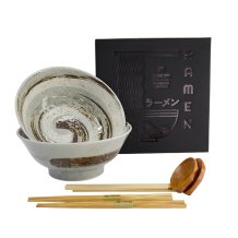 TDS, Ramen Schale Geschenkset, 6 Stk, Masamura Naruto, Braun, Ø 21,5x9cm 1300ml, Art.-Nr. 33901