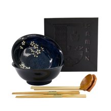 TDS, Ramen Schale Geschenkset, 6 Stk, Cobalt Blue Sakura, Ø 20,5x8cm 1200ml, Art.-Nr. 33937