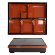 Bento Box Red, Black, ABS Lacquerware, 30 &times; 24 cm