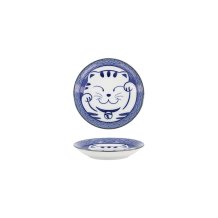 Sauce Bowl Kawaii Lucky Cat Neko Seikaiha-Neko Blue, Porcelain, &Oslash; 12 cm