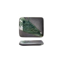 Sushi Plate Mino Craft Black, Green, Stoneware, 14.5 &times; 12 cm