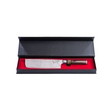 Nakiri-Messer (Gem&uuml;semesser), VG-10 Damaststahl, Klinge 18,5 cm, Griff aus Pakka-Holz mit 3 bunten Acrylringen, in Magnetbox